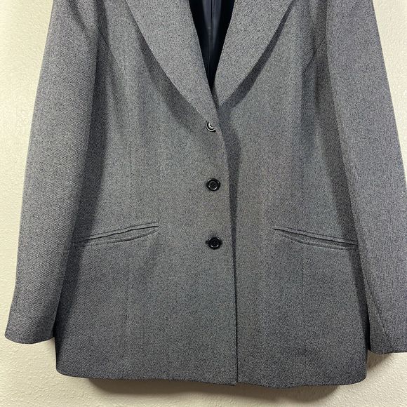 Kasper Black Gray Jacket Office Work Career Blazer Size 14P - Picture 2 of 11